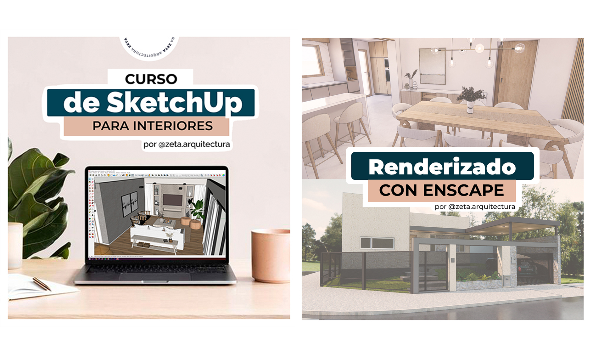 Pack x2: SketchUp para interiores + Renderizado con Enscape